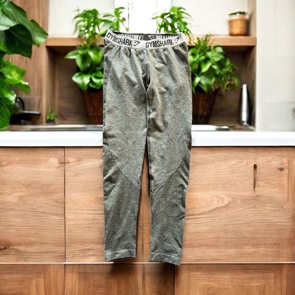 Gymshark Womens Large Green‎ Cream Marl Leggings Workout Pants GLLG015-AW19-369